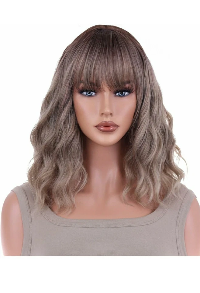 Peluca Browm Bob Pelucas Gorra Clásica Peluca para Mujer - Iced Mocha R Foto 2 de 4