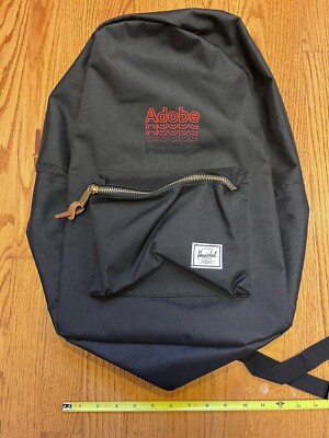ebay herschel settlement backpack Herschel Settlement Black Backpack Adobe Logo NEW w/o Tags $80 Laptop Bag  23L