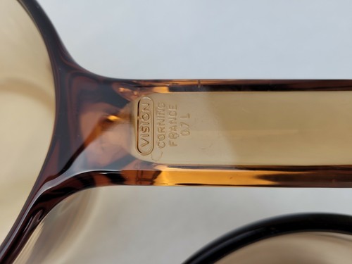 Vintage Vision Corning Amber Glass 7" Skillet 3C Sauce Pan France Soup Bowl USA - 第 7/11 張圖片