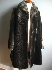 Leopard Faux Fur Coat 10 12 Teddy Furry Swing Glam Diva Bnwt Rrp£225 Print Nuage