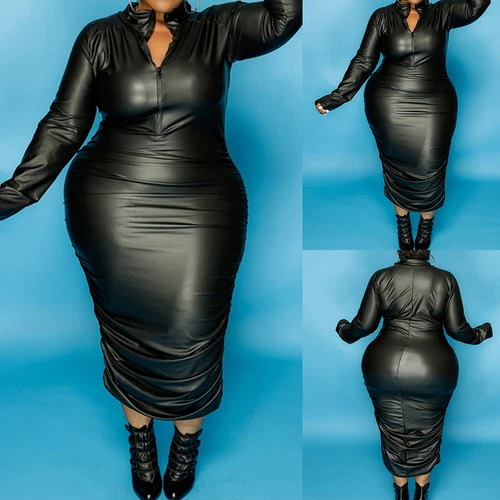 Women's PU leather dress wrap skirt Midi party skirt club skirt hiphop