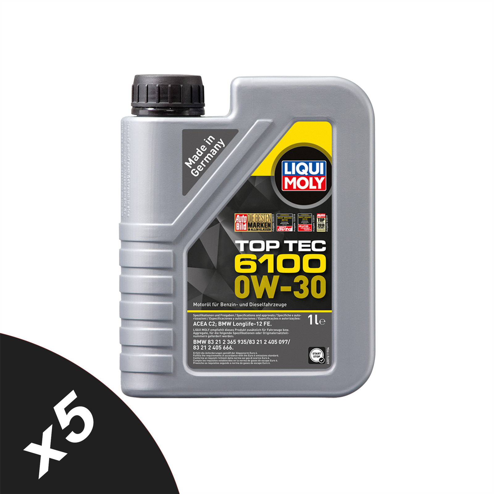 Liqui Moly Top Tec 6100 0w30 Fully Synthetic Engine Oil ACEA C2 API SP 5x1L