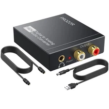 192kHz Digital Optical Coaxial Toslink to Analog Audio Converter Adapter RCA L/R