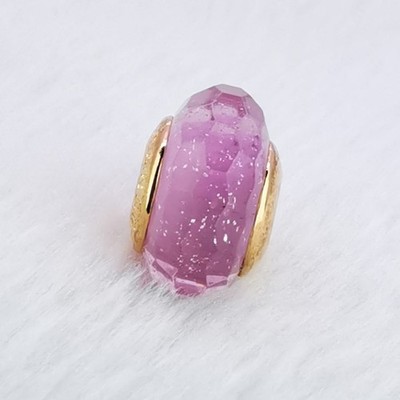 Pretty Pink Small Facets Bubbles Glass Beads Large Aperture Euro Charm