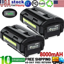 1-2X 40Volt 8.0Ah Lithium Battery Replacement for Ryobi OP4050 OP4026 OP4060 NEW