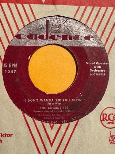 Old 45 rpm records,Cadence, Chordettes, Mr. Sandman, I dont wanna see you cryin - Picture 2 of 2