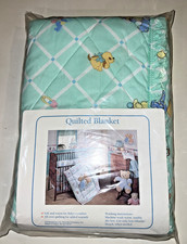 80's NOS Sealed Teddy Bear Puppies TODDLETIME JC Penney Quilted Crib Blanket USA