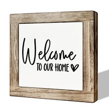 Welcome Sign, Wooden Box Signs for Home Decor, Freestanding Welcome Decor Sig...
