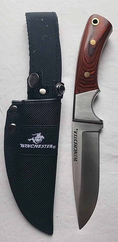 Cuchillos Winchester de colección modelo 22-08473 hoja fija fina amaderada con funda Foto 2 de 4