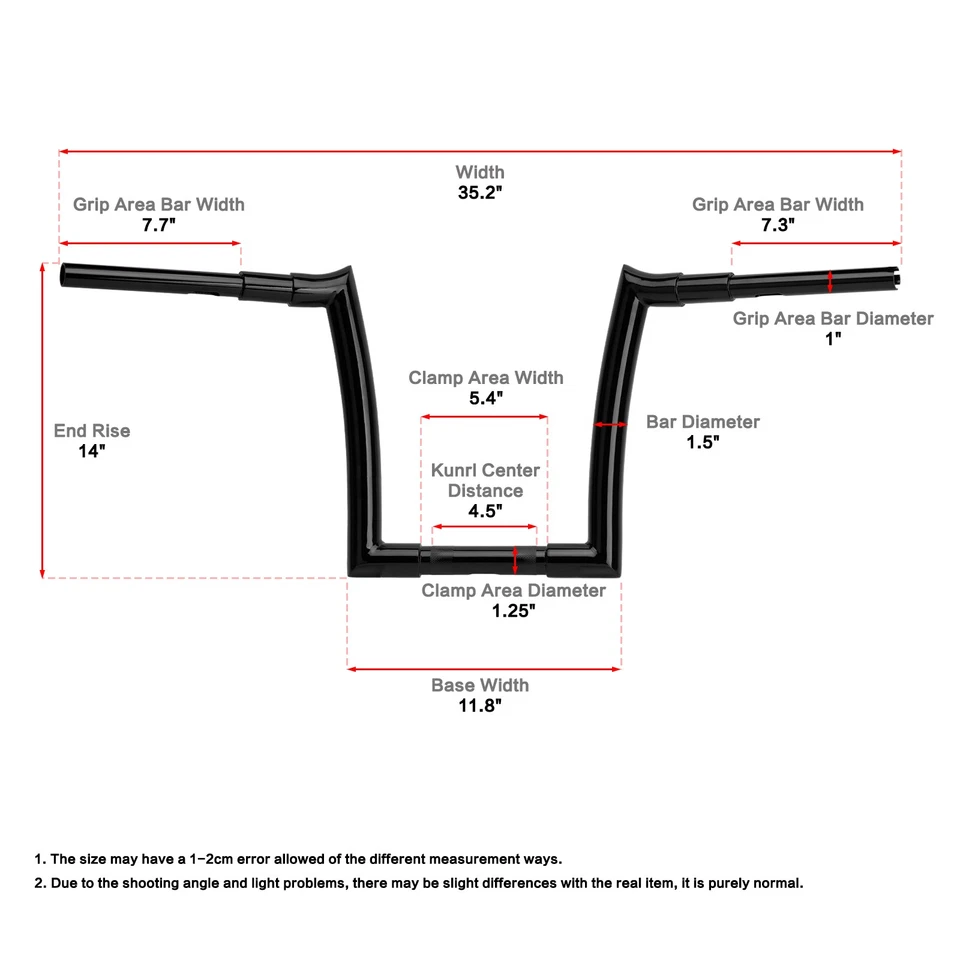 14" Rise Horn Ape Hanger Handlebars For Harley Road Glide FLTRX FLTRXS 2016-2023 Foto 2 de 4