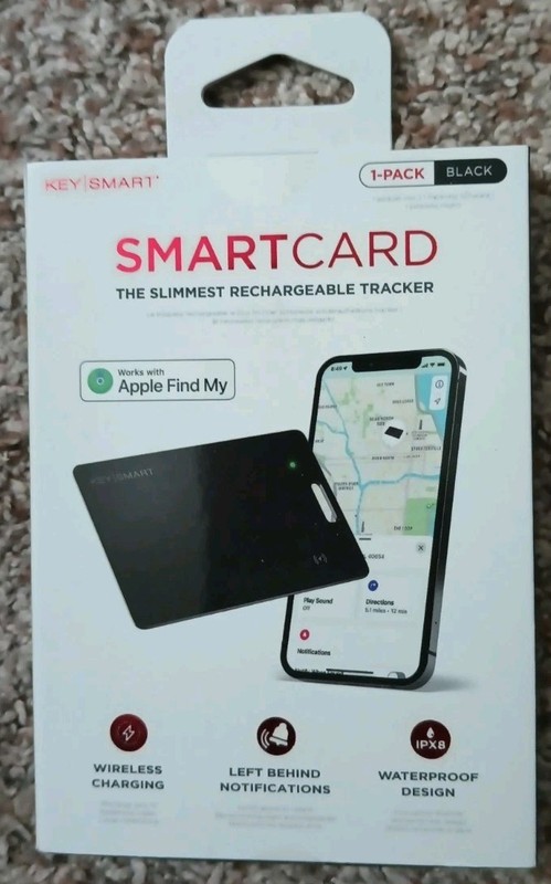 KeySmart SmartCard Rechargeable Tracker Works w Apple Find My KS500-BLK 1-Pack