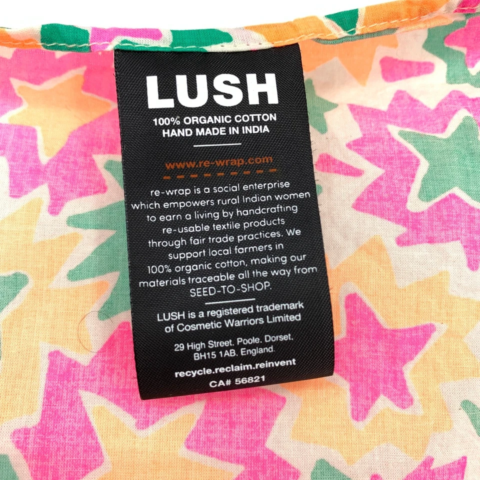LUSH Knot Wrap Bandanna Multicolor Star Print Snow Fairy Bold Colors 22 X 21" - Image 4 of 4