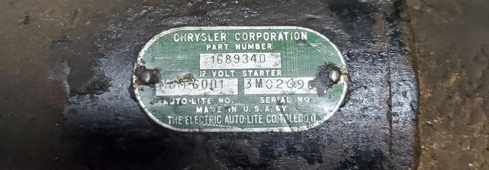 1956-58 Chrysler/Dodge/Plymouth/Desoto/Imperial 12-Volt Starter Motor #1689340 - Image 4 of 4