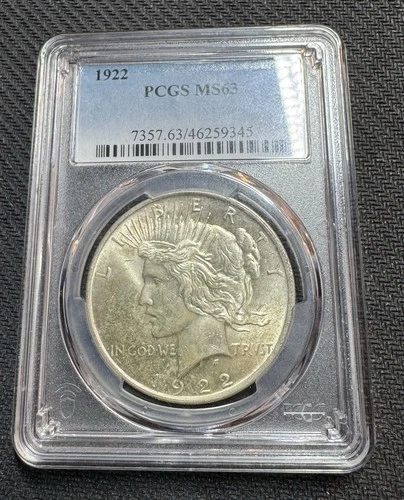 1922-P Silver Liberty Peace Dollar, MS63 PCGS