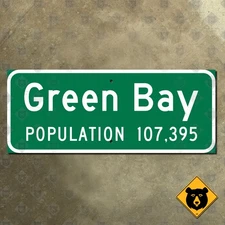 Wisconsin Green Bay city limit road sign highway marker 27x11