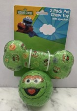 NEW Sesame Street Oscar the Grouch 2 Pack Pet Chew Toy with Squeaker For Dogs