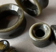 PAIR Golden Obsidian Natural Stone Double Fla...