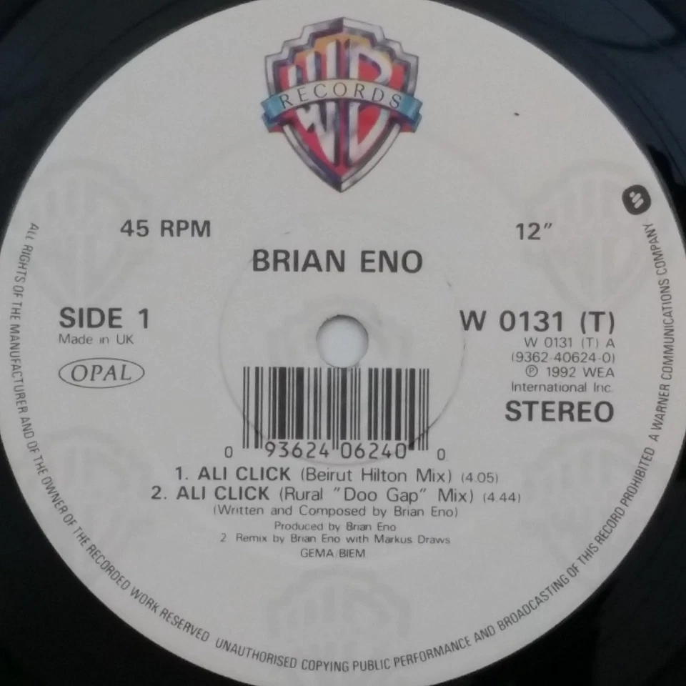 BRIAN ENO Ali Click W0131 12" Vinyl VG+nr++ Cover VG+ 1992 UK Electronic - Image 3 of 3