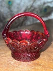 Fenton Ruby Red Glass Basket With Handle