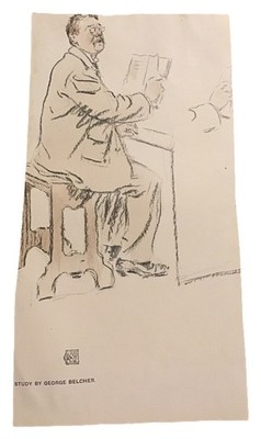 MANN MIT BUCH. Druck einer Bleistiftzeichnung - GEORGE BELCHER
