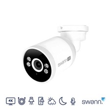 Swann 4K Bullet Camera Addon Wired PoE Night Vision Spotlight Outdoor UK IP66Mic