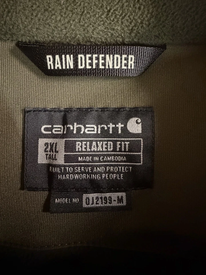 Chaqueta Cathartt Para Hombre Softshell Rain Defender Color Musgo Talla 2XL Alta Foto 3 de 3