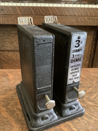 Antique Schermack Sanitary Postage Station Double Stamp Vending Machine Detroit