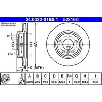 Bremsscheibe ATE 24.0322-0160.1 (2 Stk.) FüR BMW 3Er Z3 Roadster