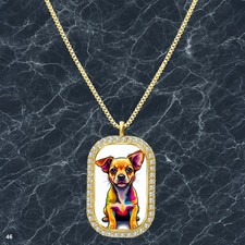 Amazing Cute Dog Puppy Pendant Necklace Graphic Design Charming Gold Tone Nice