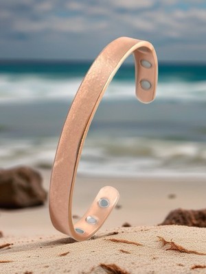 19 cm 99,9 % Massiv Kupfer Armband Bio Resonaz Magnet 8mm Gebürstet Armspange