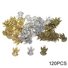 120 Pieces Angel Charms Pendants Golden Silver Copper DIY for Jewelry Making