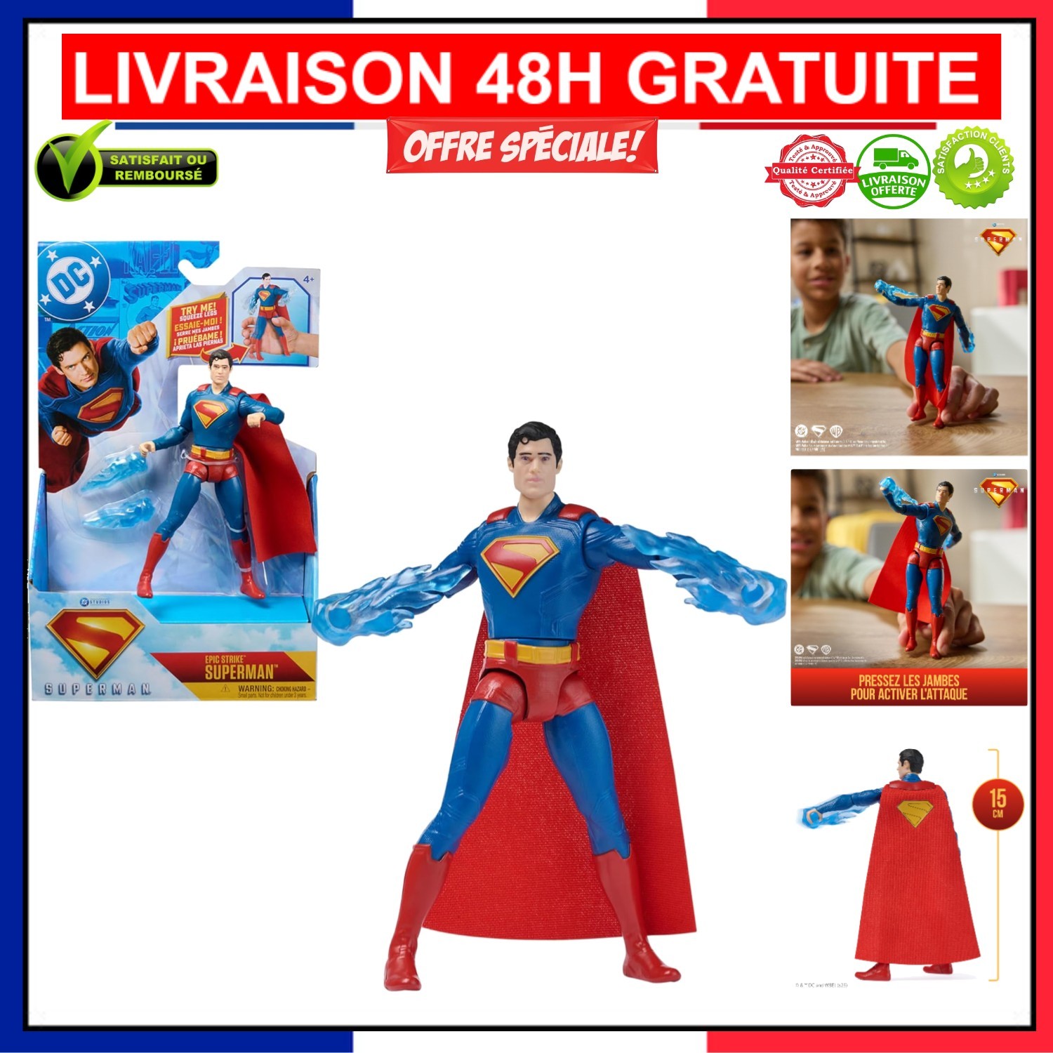 Figurine Superman 15 cm en PVC - Jouet articulé de collection pour enfant