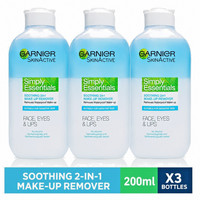 3x Garnier Simply Essentials 2-in-1 Makeup Remover - 200ml
