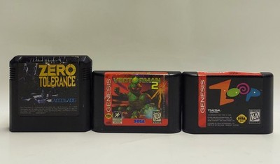 Lot Of 3 Sega Genesis Games Cart Only, Zero Tolerance, Zoop, Vectorman 2