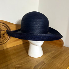 Studio Works Black Straw Wide Brim Dress Church Hat, One Size