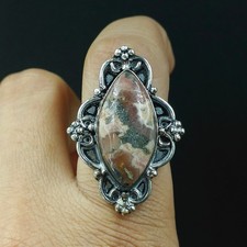 925 Sterling Silver Natural Rhodochrosite Gemstone Handmade Ring Size-7 US 