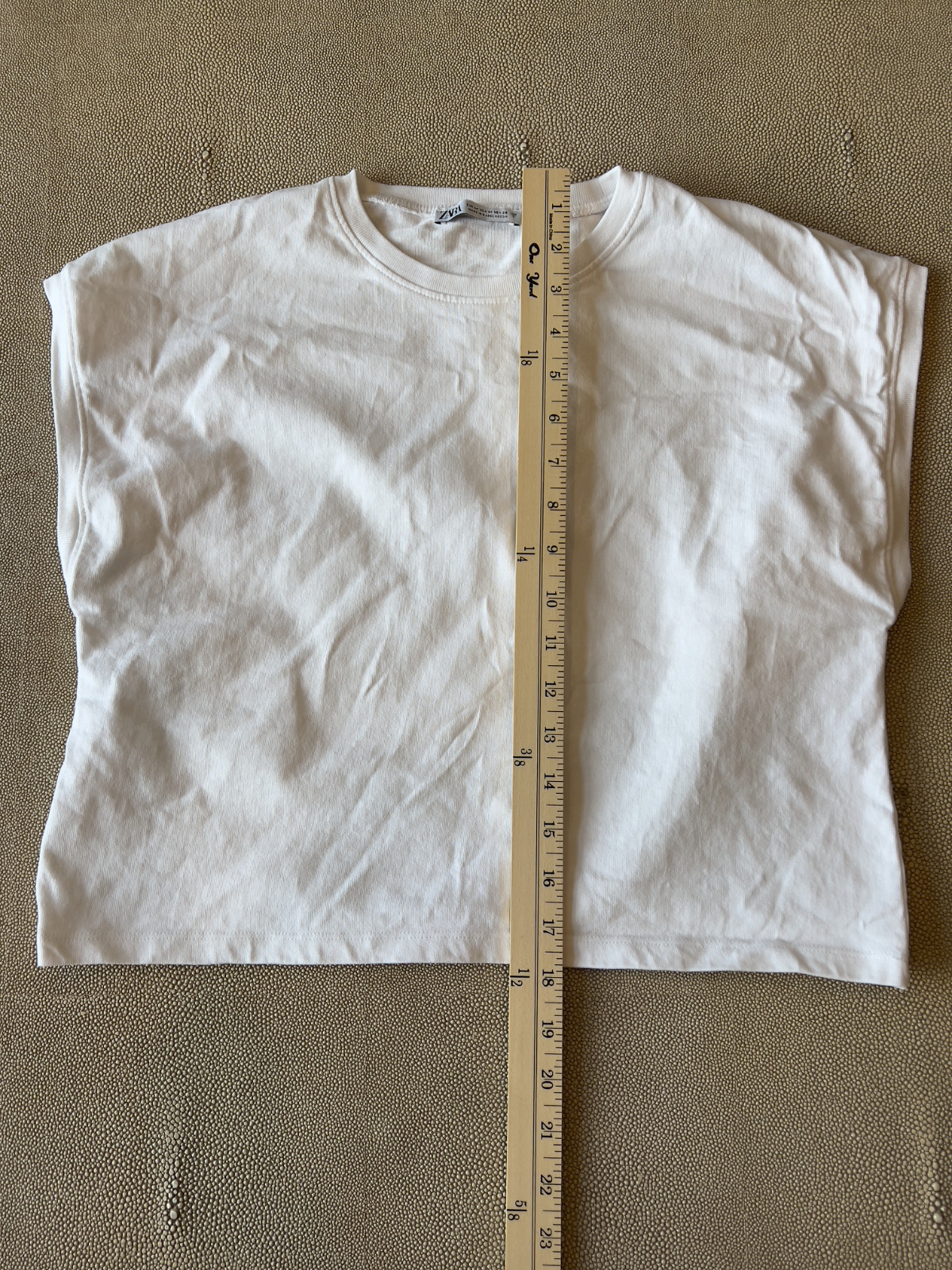 ZARA WHITE CAP SLEEVE ELEVATED BASIC T SHIRT SZ M - image 6