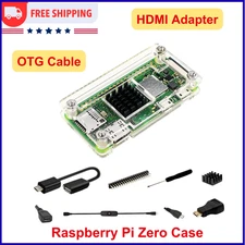 Raspberry Pi Zero Case, Case For Raspberry Pi Zero 2 W, W/Heatsink, HDMI Adapter