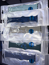 Apple Watch Compatible Silicone Two-Piece Strap Band Lot 2 Blue Green 38/40mm