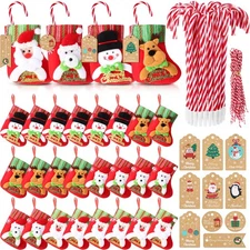 122 Pieces Christmas Stockings Gift Set for Classroom Small Hanging Stockings...
