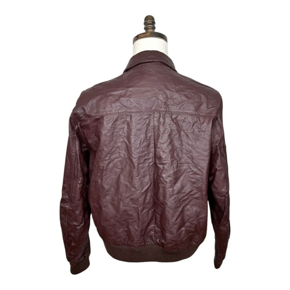 Saddlery Vintage Leather Classic Brown Bomber Jacket Men's 46 - Image 4 of 4