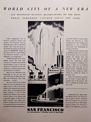 San Francisco CA Art Deco World City New Era Where Life is Better Print Ad 1930