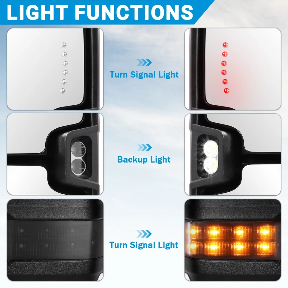 Espejos retrovisores de remolque blancos para Chevy Silverado GMC Sierra 1500 2500HD 3500HD 2007-2013 Foto 4 de 4