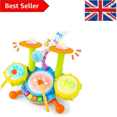 Multicolor Kinder Schlagzeug mit Mikrofon & Lernmodi für Kleinkinder 3-10