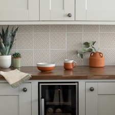 Image of d-c-fix Lina Beige 15.25 x 15.25cm Self-adhesive Vinyl Wall Tiles