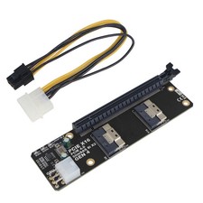 LED SlimSAS 8i x2 to PCIe4.0 x16 Slot Adapter SFF8654 Riser Card for Network