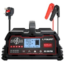 30A 12V/24V Smart Car Battery Charger Pulse Repair Trickle GEL/AGM/LiFePO4 Black