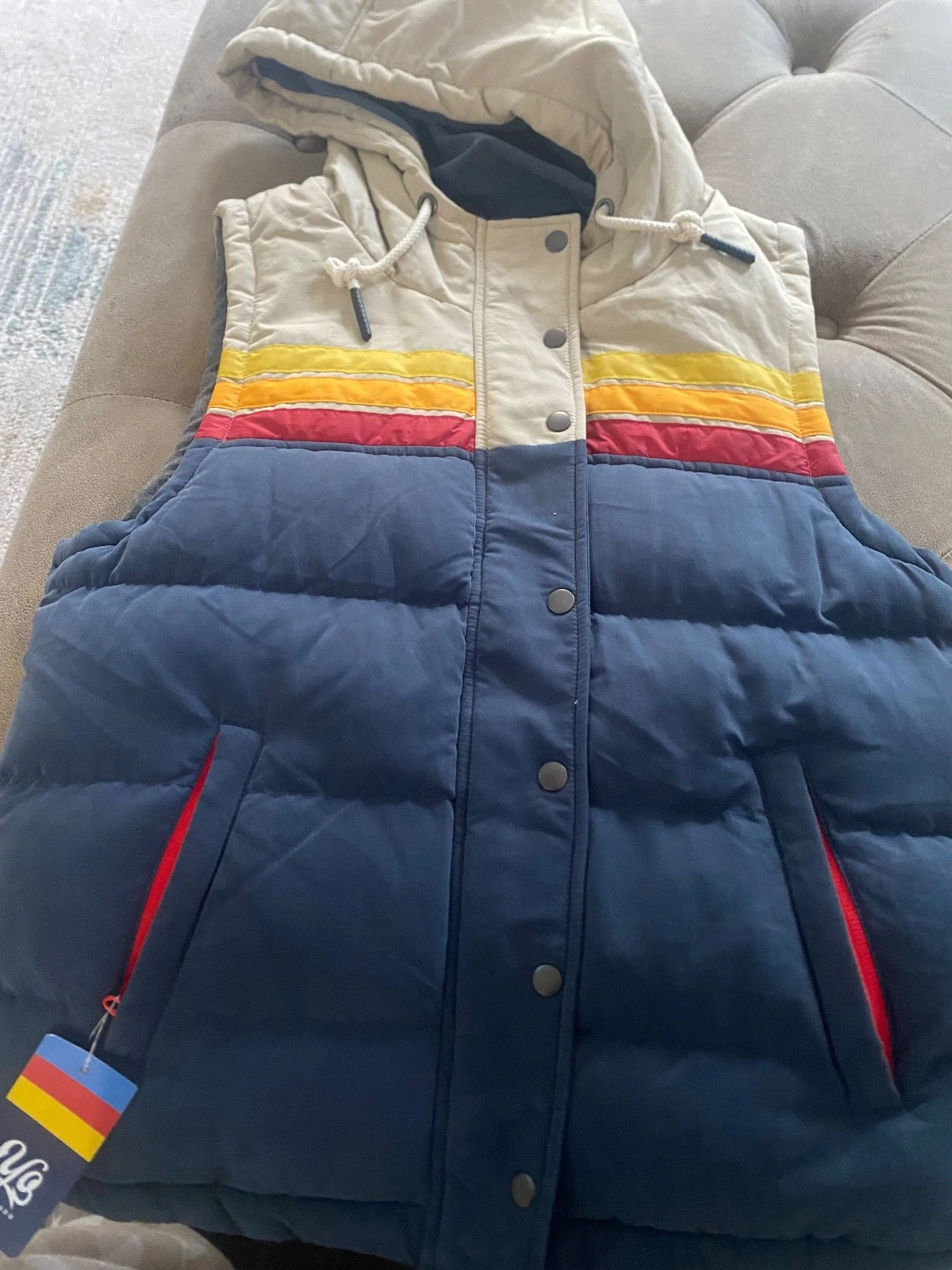 VTG Yo Colorado Epic Fader Puffer Vest Unisex Hooded Medium