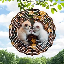 3D Metal Hanging Wind Spinners with Autumn Leaf Pattern Design - Beautiful Yard 