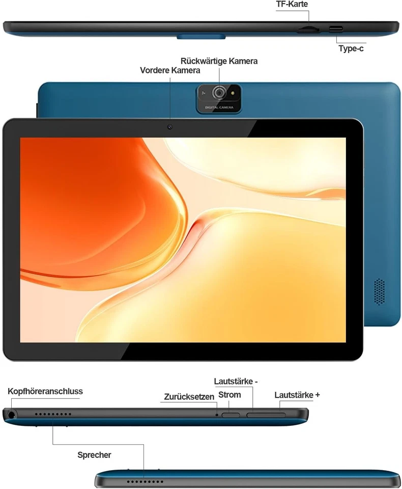 VASOUN Tablet 10 Zoll, Android 13 Tablet, 64GB ROM, Quad Core 1.6 GHz Prozessor - Bild 4 von 4